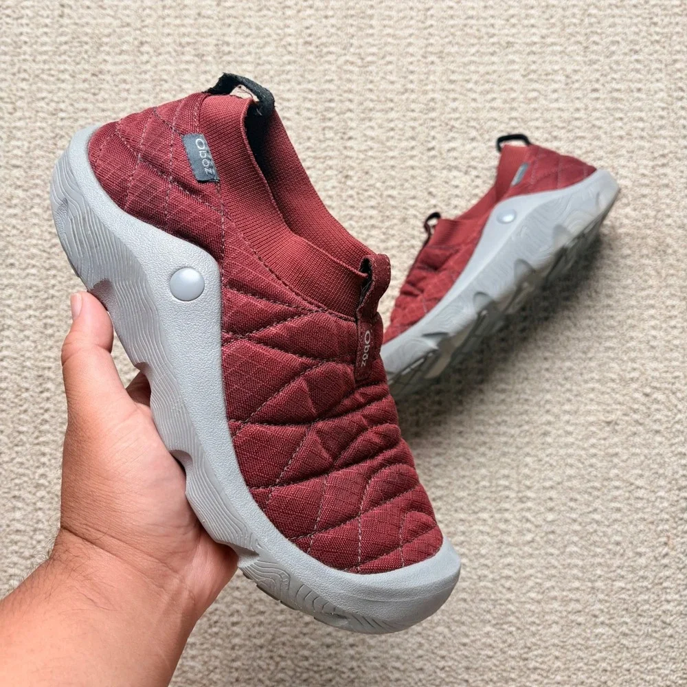 Oboz Whakatapu Mens 10 Burgundy Quilted Cordura Slip On Hiking Recovery Shoes